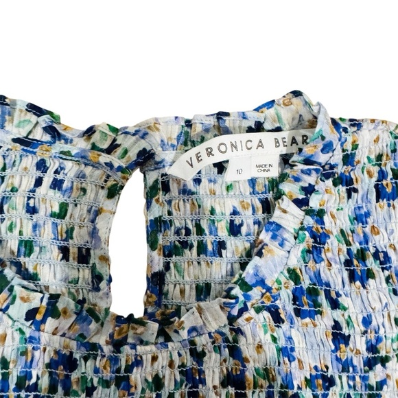 Veronica Beard 100% cotton Kali Smocked Top EUC - Picture 11 of 12